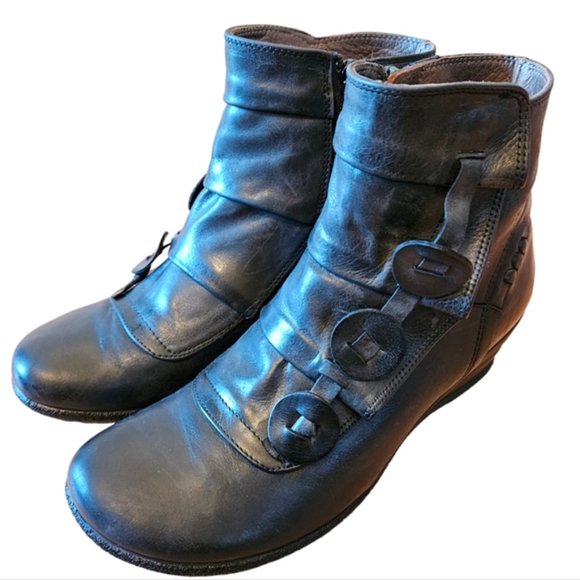 Miz Mooz Shoes - Miz Mooz Onix Bohemian Leather Ankle Boots Black Size EU 37.